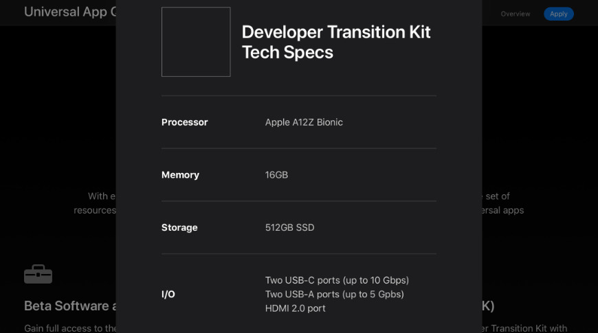 The Developer Transition Kit will be a Mac Mini with an A12Z