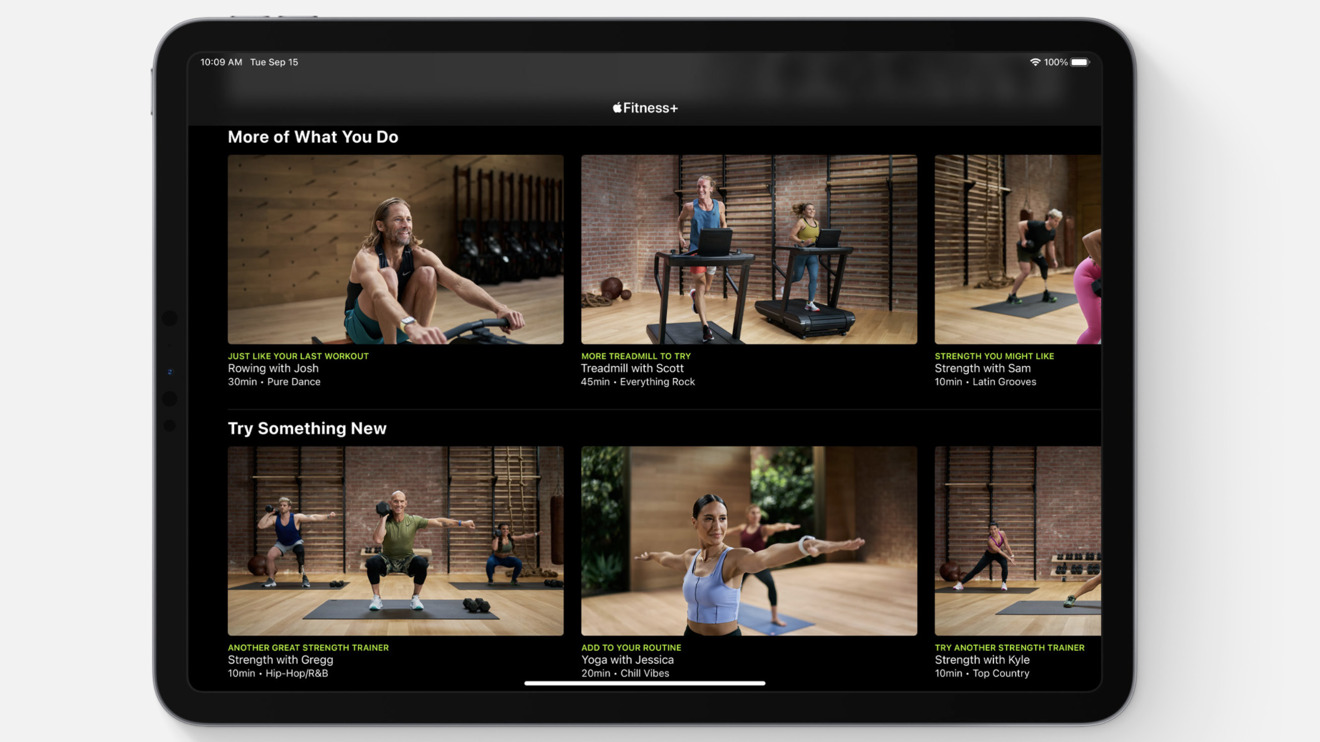 Workout recommendations on an iPad