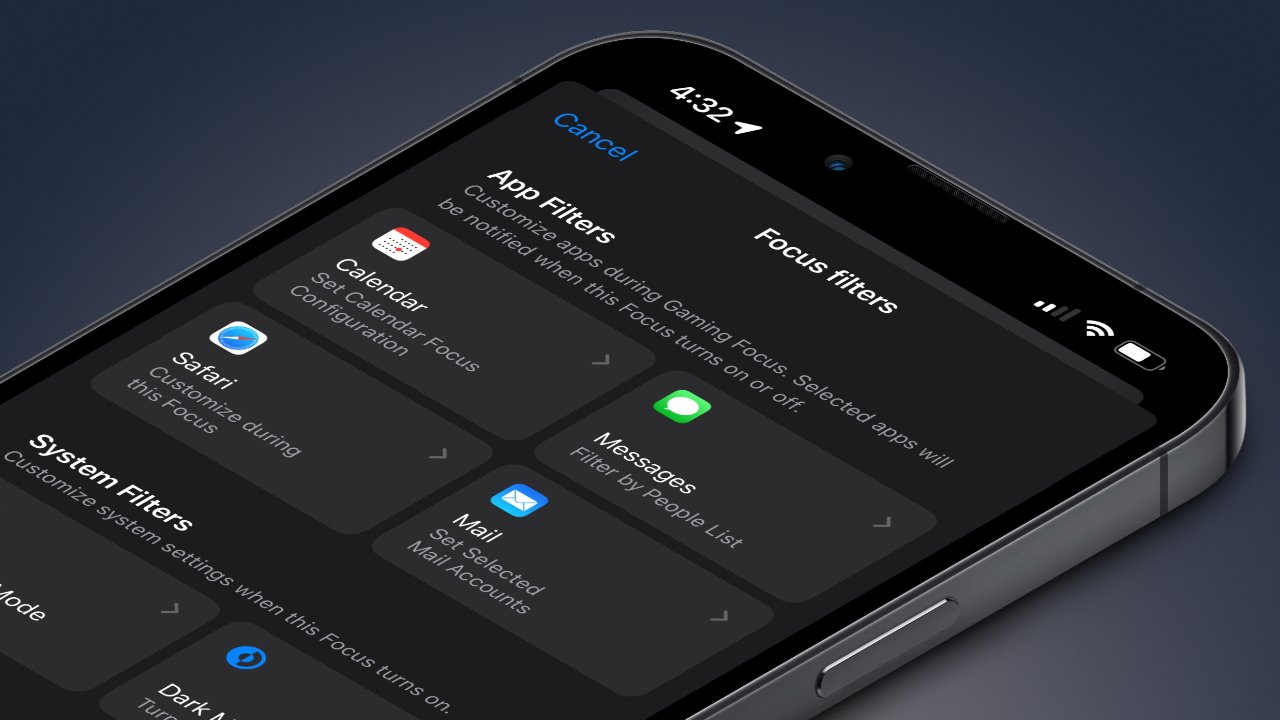 Focus filters lets apps change what is shown depending on the Focus