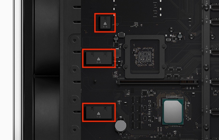 PCIe power cable connection points