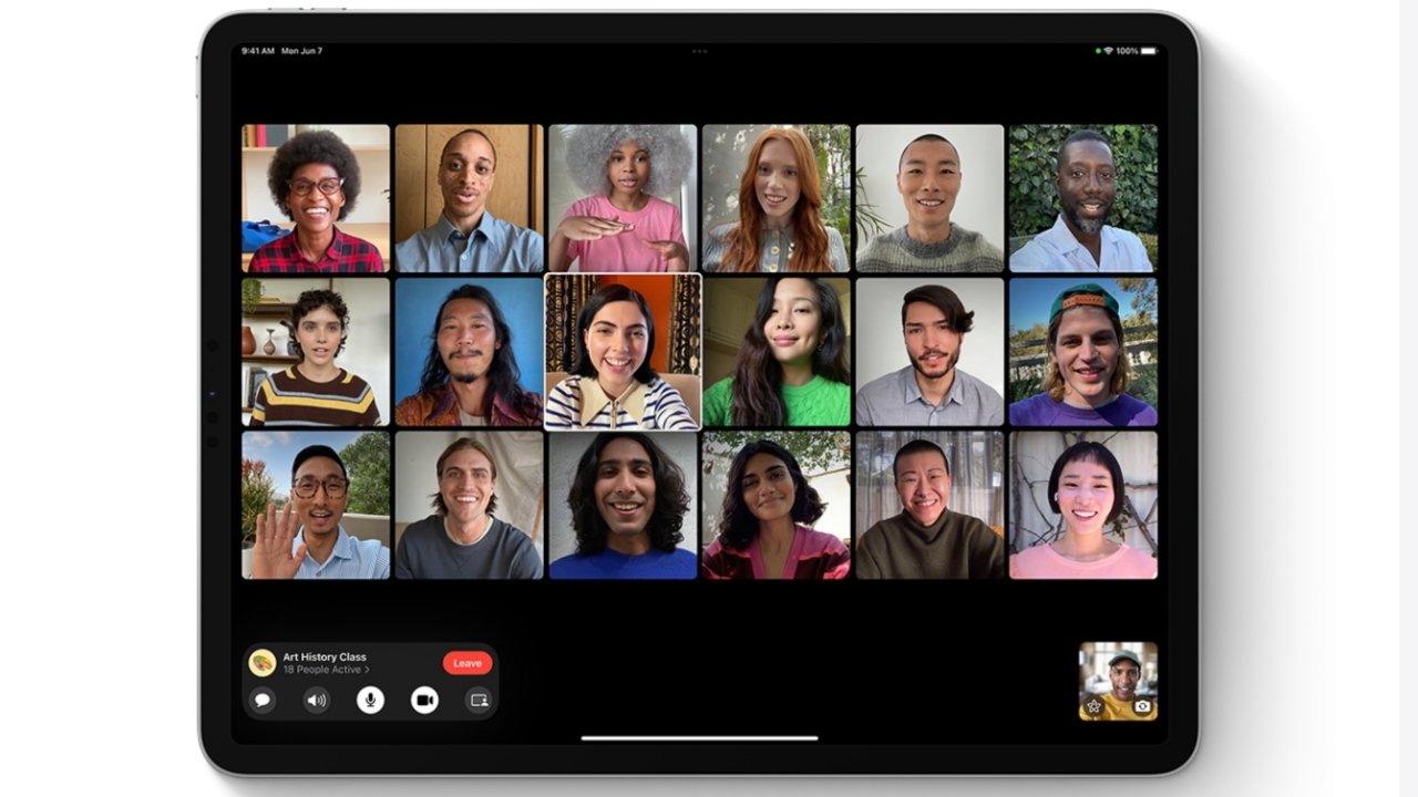 FaceTime can be configured with a stable grid view