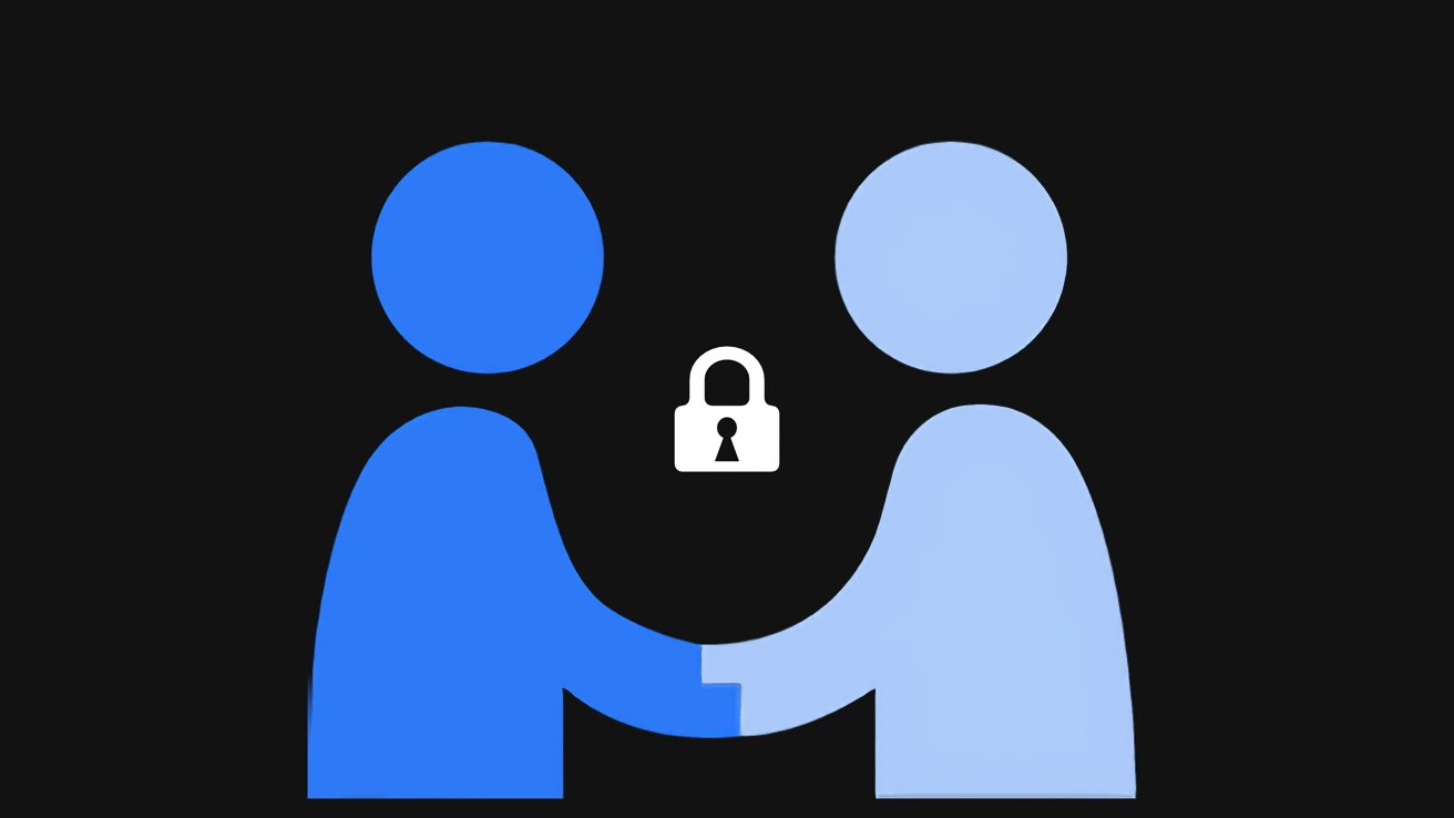 A graphic showing two stick figure characters shaking hands under a lock icon, representing privacy control