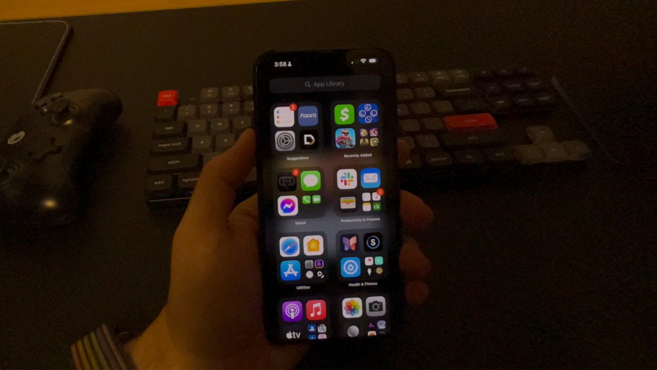 An iPhone display viewed through Apple Vision Pro