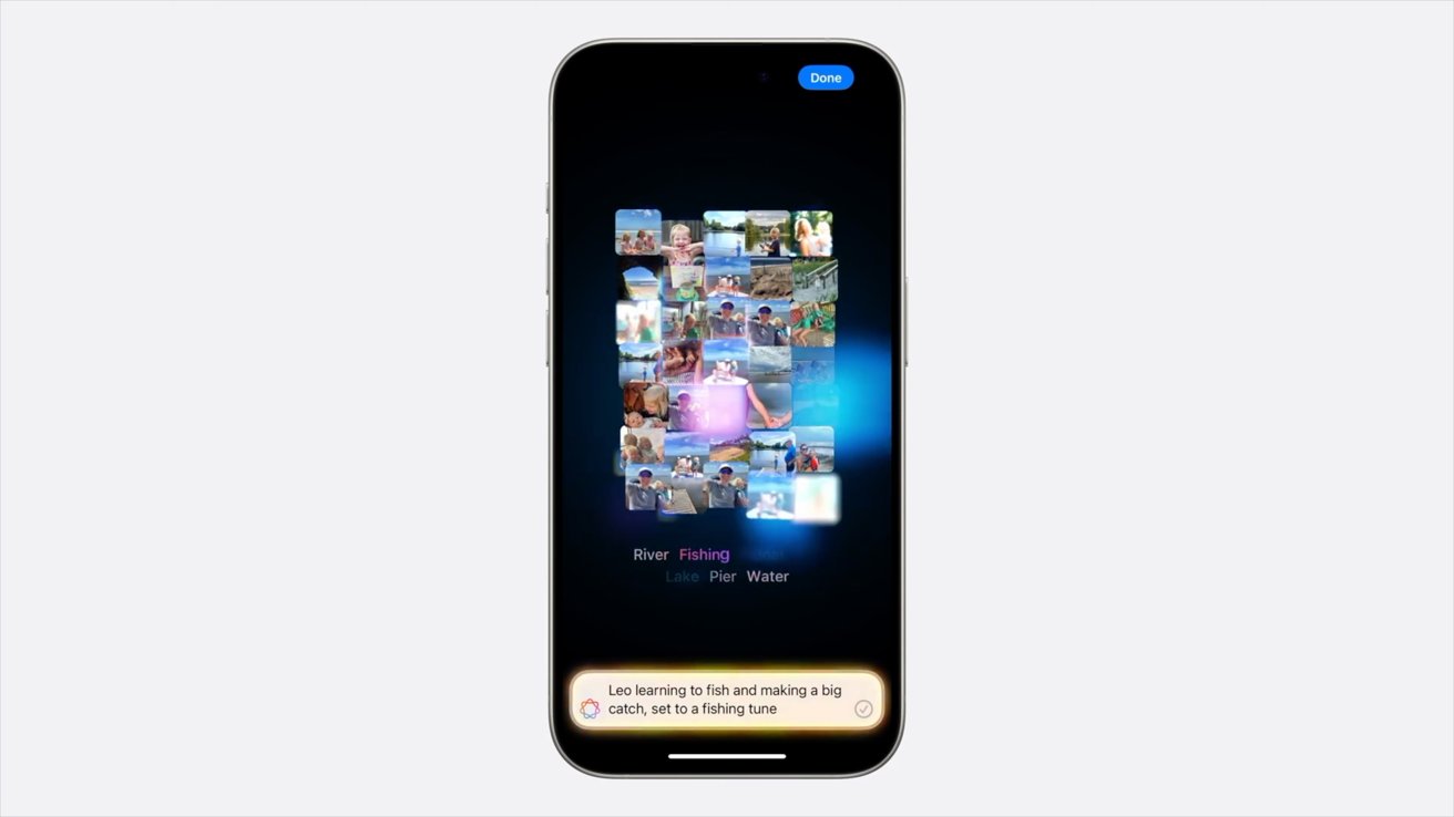 A collection of photos sliding into view as a memory video is generated