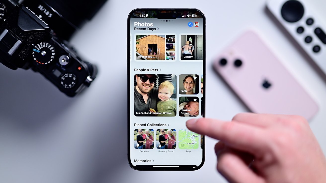 The newly redesigned Photos app collections for people and pets and pinned collections