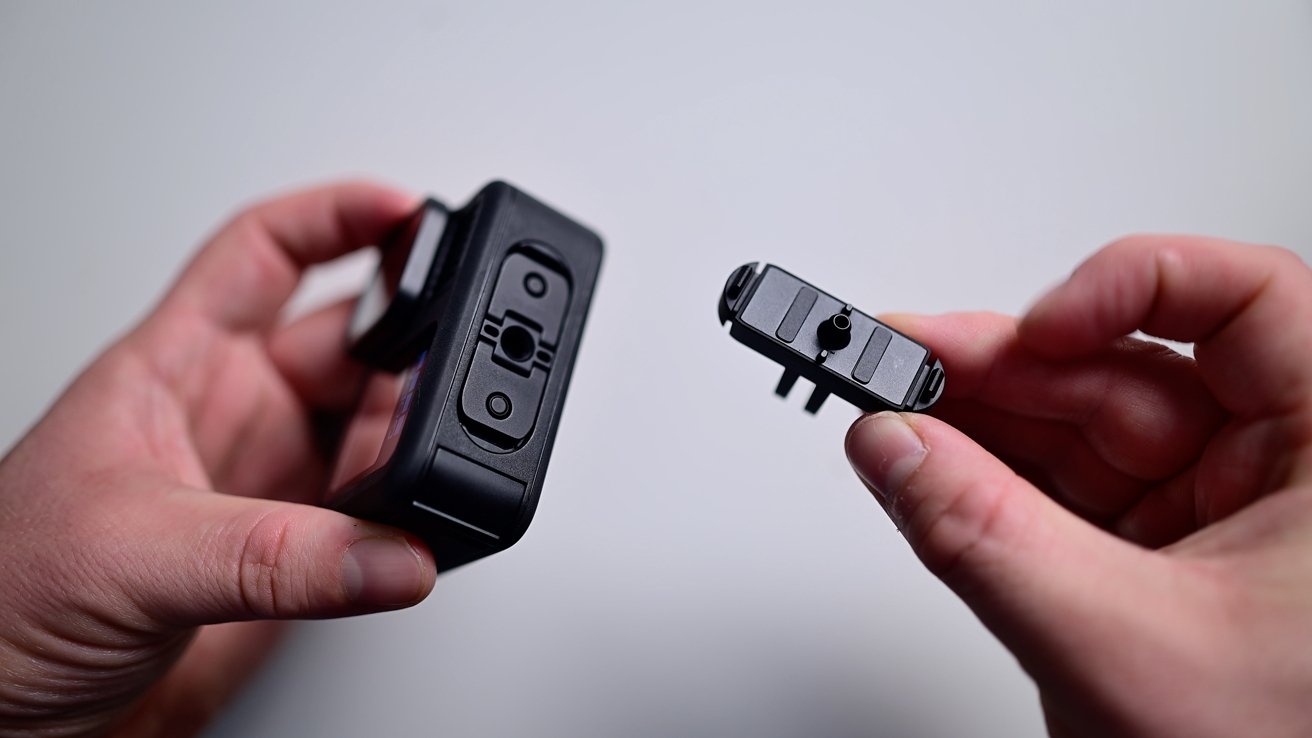 The bottom of the GoPro Hero 13 Black and the new magnetic mount