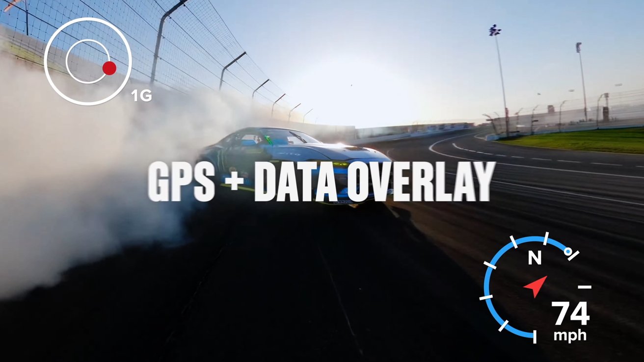 An example of the GPS footage overlaid on the screen with the speed in the lower corner while a car races