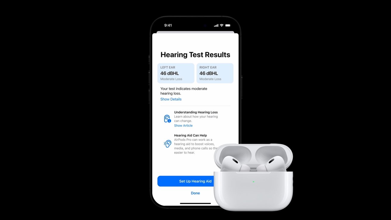 A screenshot showing the results of a hearing test