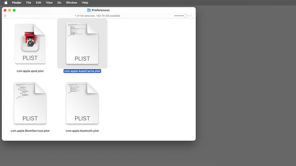 macOS's contents cache .plist file.