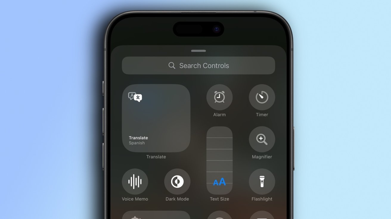 Control Center editing on an iPhone running iOS 18.