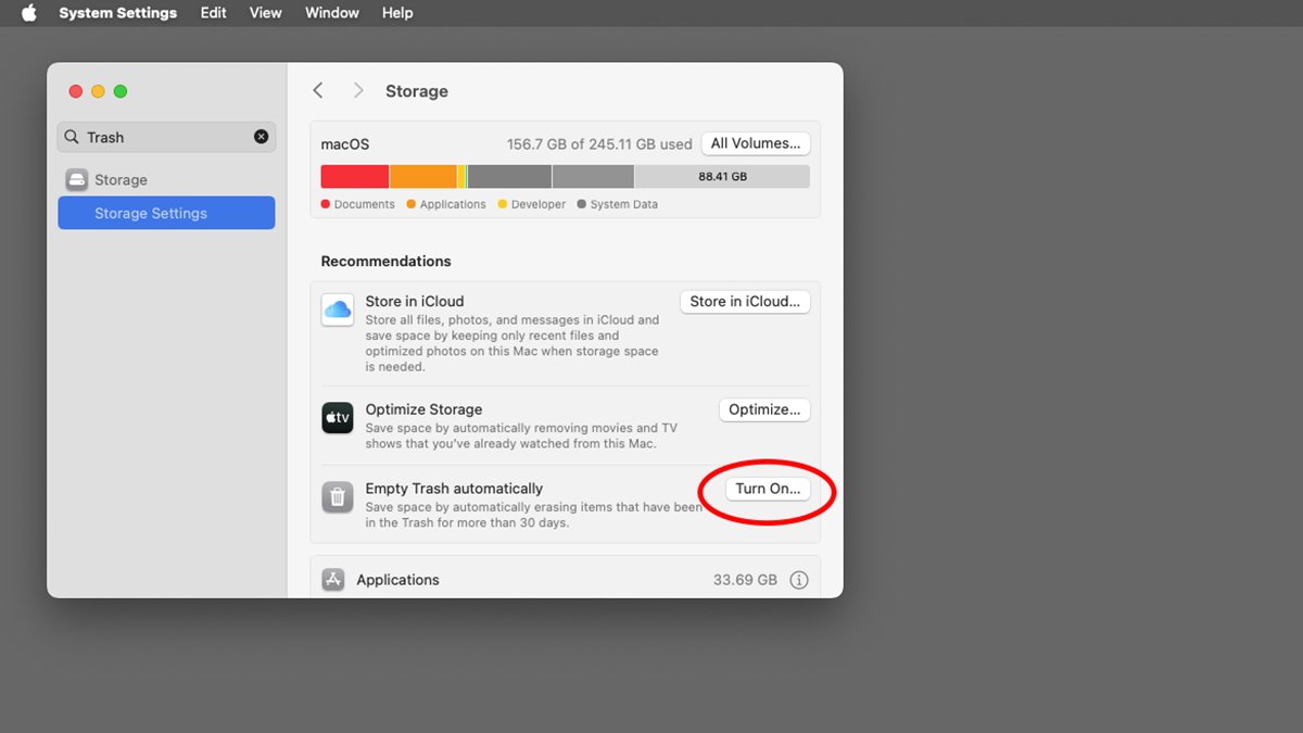 Turn on auto-empty Trash in macOS.